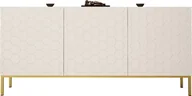 Komody - MEGSTYL KOMODA 160CM NA ZŁOTYCH NÓŻKACH - HEXA 2 biały mat - biały połysk - miniaturka - grafika 1