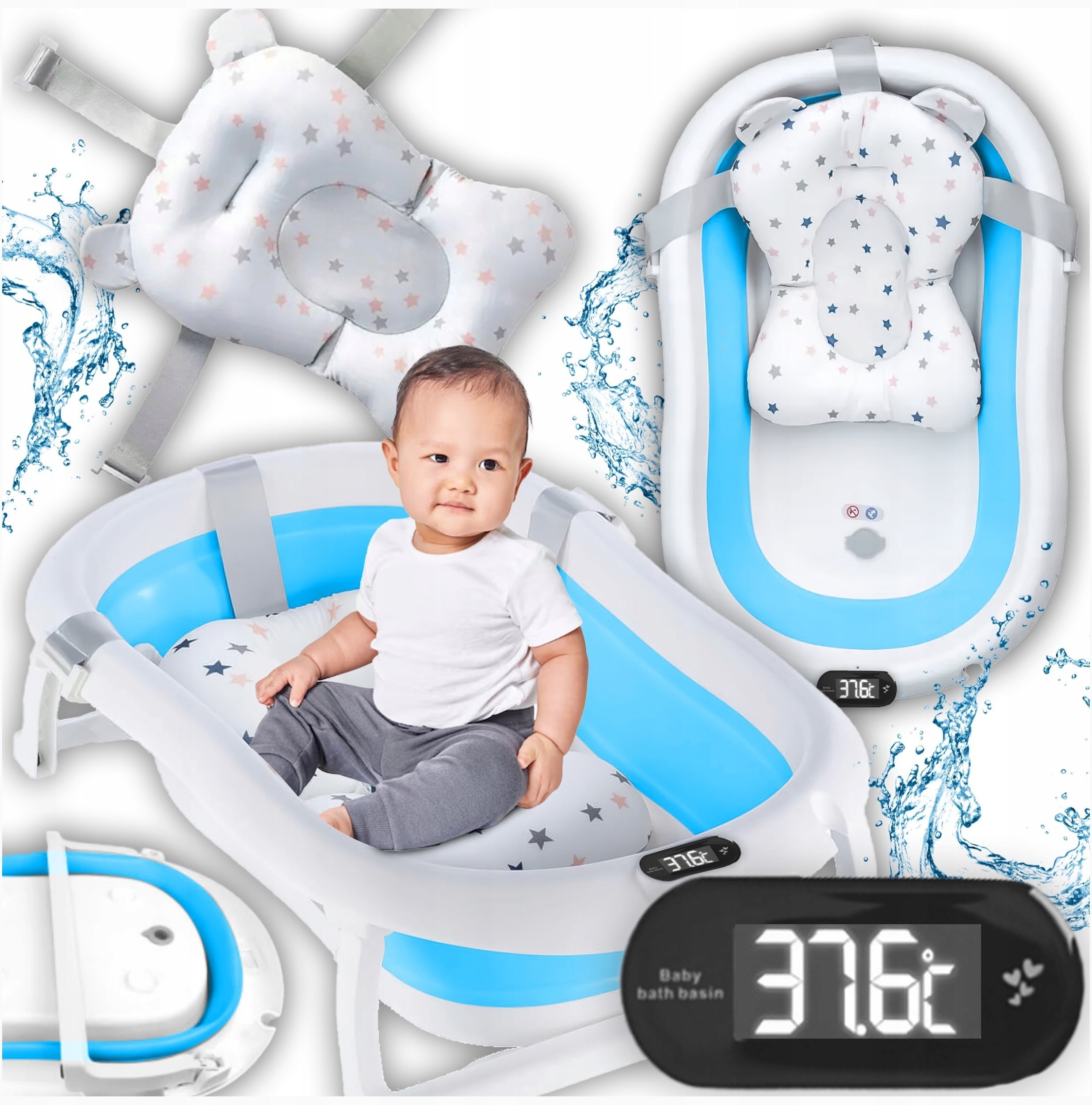 WANIENKA SKŁADANA DLA DZIECKA NIEBIESKA KANZA