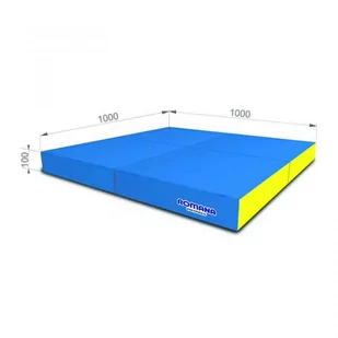 Małpiszon, materac gimnastyczny Kometa 100x100x10 czteroczęściowy  niebiesko-żółty - Maty do ćwiczeń - miniaturka - grafika 1