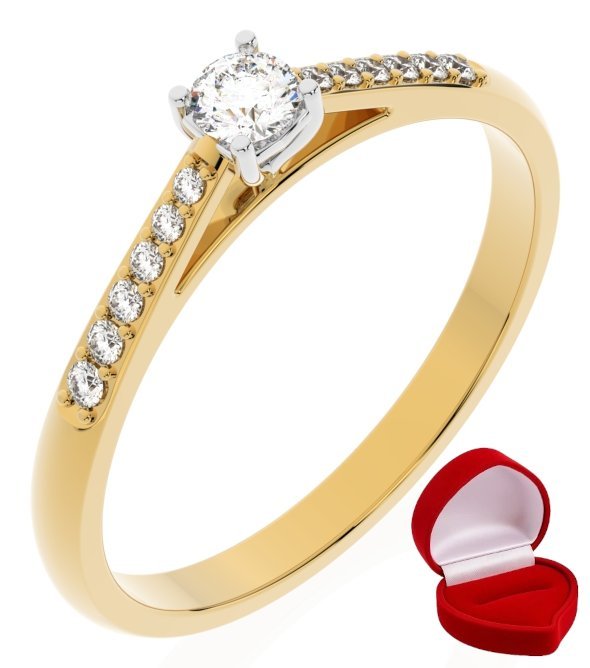 ZŁOTY PIERŚCIONEK ZARĘCZYNOWY 585 14k DIAMENT BRYLANT 0,09 ct R23