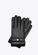 Rękawiczki - Męskie rękawiczki ze skóry naturalnej owczej czarne - miniaturka - grafika 1