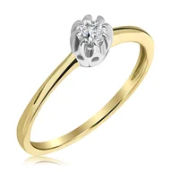 Pierścionki - Pierścionek zaręczynowy dwukolorowy z brylantem 0.17 ct - WB-16-35 - miniaturka - grafika 1