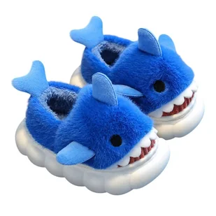 Kapcie Dziecięce Dziecięce Z Ociepleniem Wygodne Lekkie Miękkie Antypoślizgowe Domowe Przedszkolne Urocze Z Rekinem Blue Pełne Rico 34/35 - Skarpetki dla dzieci - miniaturka - grafika 1