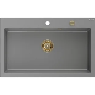 Mexen Elix zlewozmywak granitowy 1-komorowy 800 x 500 mm, szary, syfon złoty - 6527801005-71-G - Zlewozmywaki - miniaturka - grafika 1