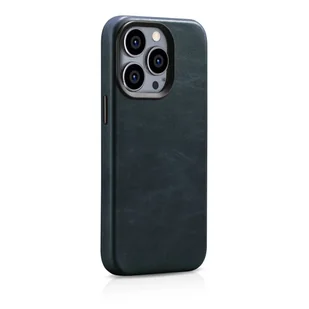 iCarer Oil Wax Premium Leather Case skórzane etui iPhone 14 Pro Max magnetyczne z MagSafe ciemnoniebieski (WMI14220704-BU) - Etui i futerały do telefonów - miniaturka - grafika 6