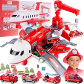 Samoloty i helikoptery - Samolot Rozkładany Duży Parking Dźwig 4x Samochody Straż Pożarna Lotnisko - miniaturka - grafika 1