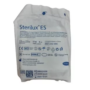 Hartmann Paul Polska Sterilux ES kompresy jałowe z gazy bawełnianej 17 nitek 8 warstw 7,5cm x 7,5cm 3 sztuki 9050381 - Apteczki i materiały opatrunkowe - miniaturka - grafika 1