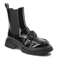 Botki damskie - Czarne Botki S.Barski Wsuwane Ciepłe Obuwie Damskie - miniaturka - grafika 1