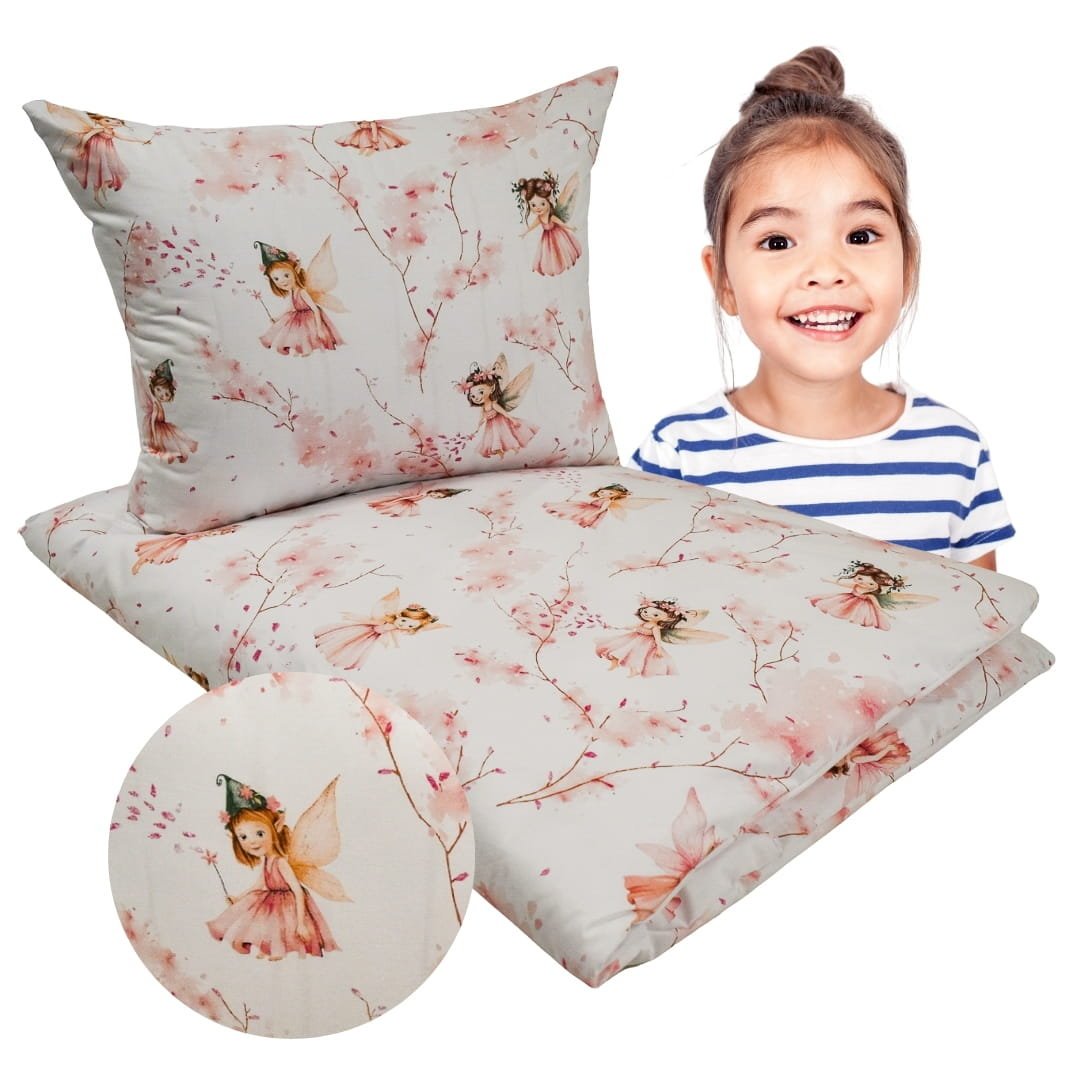 Komplet Pościeli Dziecięcej 100x160 + 50x70 Calineczka Róż 100% Bawełna Polski Producent