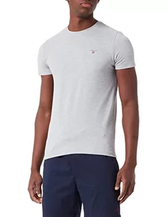 Koszulki męskie - GANT Męski T-shirt, szary melanż, 3XL - grafika 1