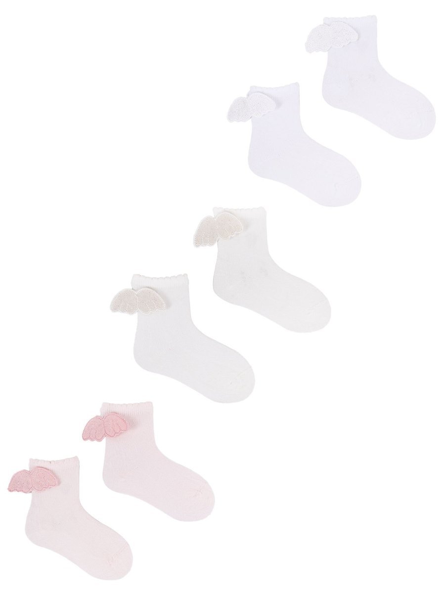 Skarpety dziewczęce bawełniane gładkie ze skrzydłami anioła 3PAK 17-19 YOCLUB
