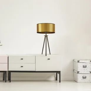 Czarno-złota lampa stołowa na 3 nogach w stylu glamour ALTA MIRROR - Lampy stojące - miniaturka - grafika 1