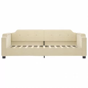 Sofa z funkcją spania, kremowa, 100x200 cm, obita tkaniną Lumarko! - Łóżka - miniaturka - grafika 4