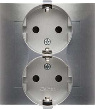 Kontakt-Simon Gniazdo wtyczkowe podwójne uziemienie Schuko 16A IP20 srebrny mat DGSz2Z/43