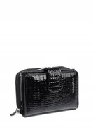 Portfele - Portfel Czarny Damski Skóra Naturalna Lakierowany LUIGISANTO RFID nieduży - miniaturka - grafika 1