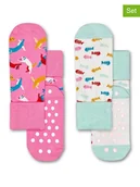 Skarpetki damskie - Happy Socks Skarpety (2 pary) w kolorze jasnoróżowo-białym ze wzorem - miniaturka - grafika 1