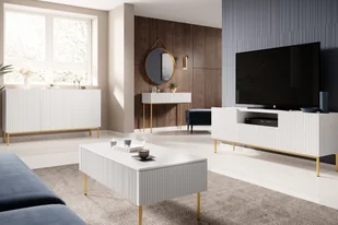 Stolik kawowy z szufladami Nicole na metalowych nogach - biały mat / złote nóżki - Ławy i stoliki kawowe Stolik kawowy z szufladami Nicole na metalowych nogach - biały mat / złote nóżki - Ławy i stoliki kawowe - miniaturka - grafika 1