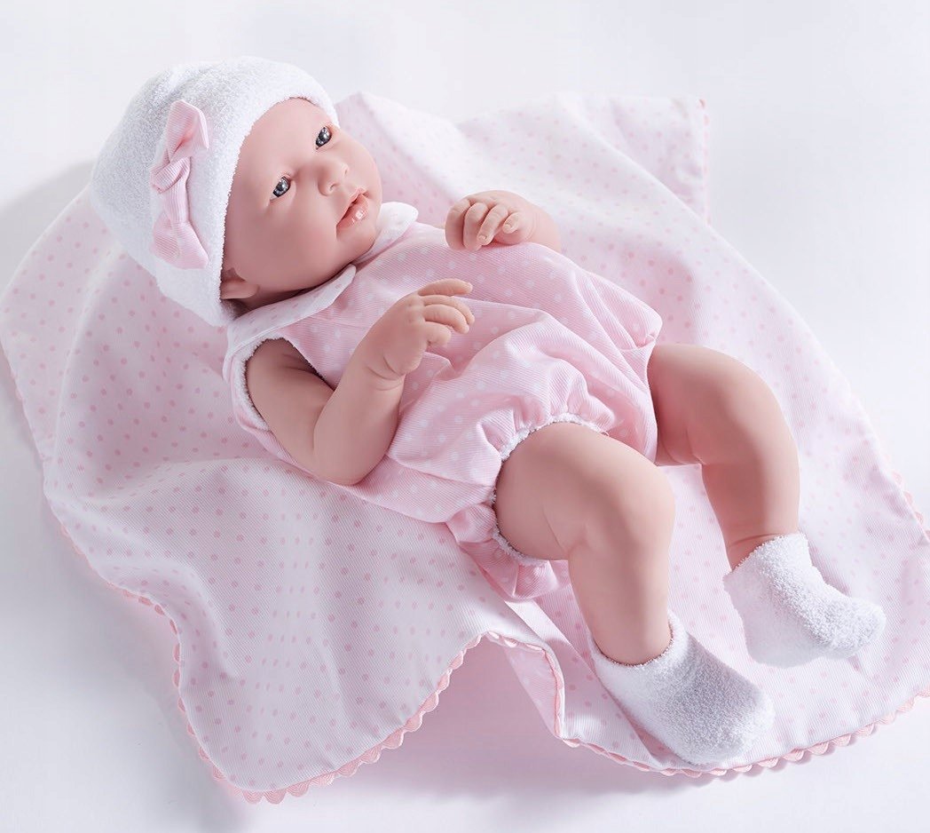 Hiszpańska lalka dzidziuś, Nina, dziewczynka, cała winylowa 43 cm