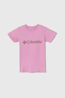 Koszulki dla dziewczynek - Columbia t-shirt bawełniany dziecięcy Mission Lake Short kolor różowy - grafika 1