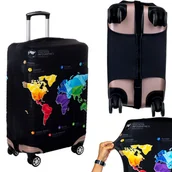 Akcesoria podróżnicze - Pokrowiec Na Walizkę Podróżną Ochronny Etui Duży Mapa Świata R. L - miniaturka - grafika 1