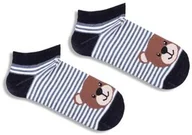 Skarpetki dla dzieci - Stopki bawełniane dziecięce w paseczki z grafiką misia Milena - miniaturka - grafika 1