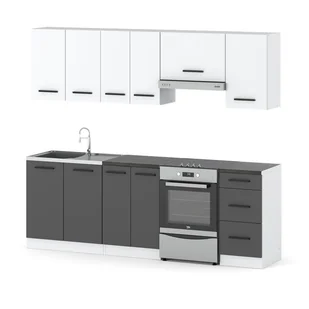 Meble kuchenne zestaw mokka 2.4m nowoczesny modułowy biały szary mat - Meble kuchenne Meble kuchenne zestaw mokka 2.4m nowoczesny modułowy biały szary mat - Meble kuchenne - miniaturka - grafika 1