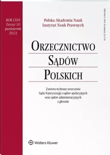 Orzecznictwo Sądów Polskich 10/2022 - praca zbiorowa - Czasopisma - miniaturka - grafika 1