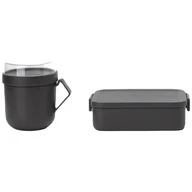 Lunch boxy - Brabantia 206665 - 2-częściowy zestaw lunchowy make   take - dark grey kod: 20 66 65 + Sprawdź na SuperWnetrze.pl - NATYCHMIASTOWA WYSYŁKA !! - miniaturka - grafika 1