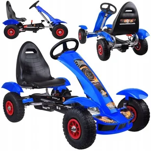 Niebieski Sportowy Gokart Na Pedały Dla Dzieci 50Kg Pompowane Koła Sp0209 - Jeździki dla dzieci - miniaturka - grafika 1