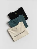 Bluzki dla chłopców - Reserved - Bawełniany longsleeve 3 pack - czarny - miniaturka - grafika 1