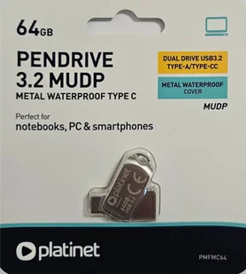Pendrive Platinet PLATINET PENDRIVE USB 3.2 + USB-C 64GB METAL UDP WATERPROOF [45971] - Pendrive - miniaturka - grafika 1