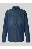 Koszule męskie - Koszula jeansowa o kroju regular fit z kieszeniami na piersi i wyhaftowanym logo - Replay - miniaturka - grafika 1