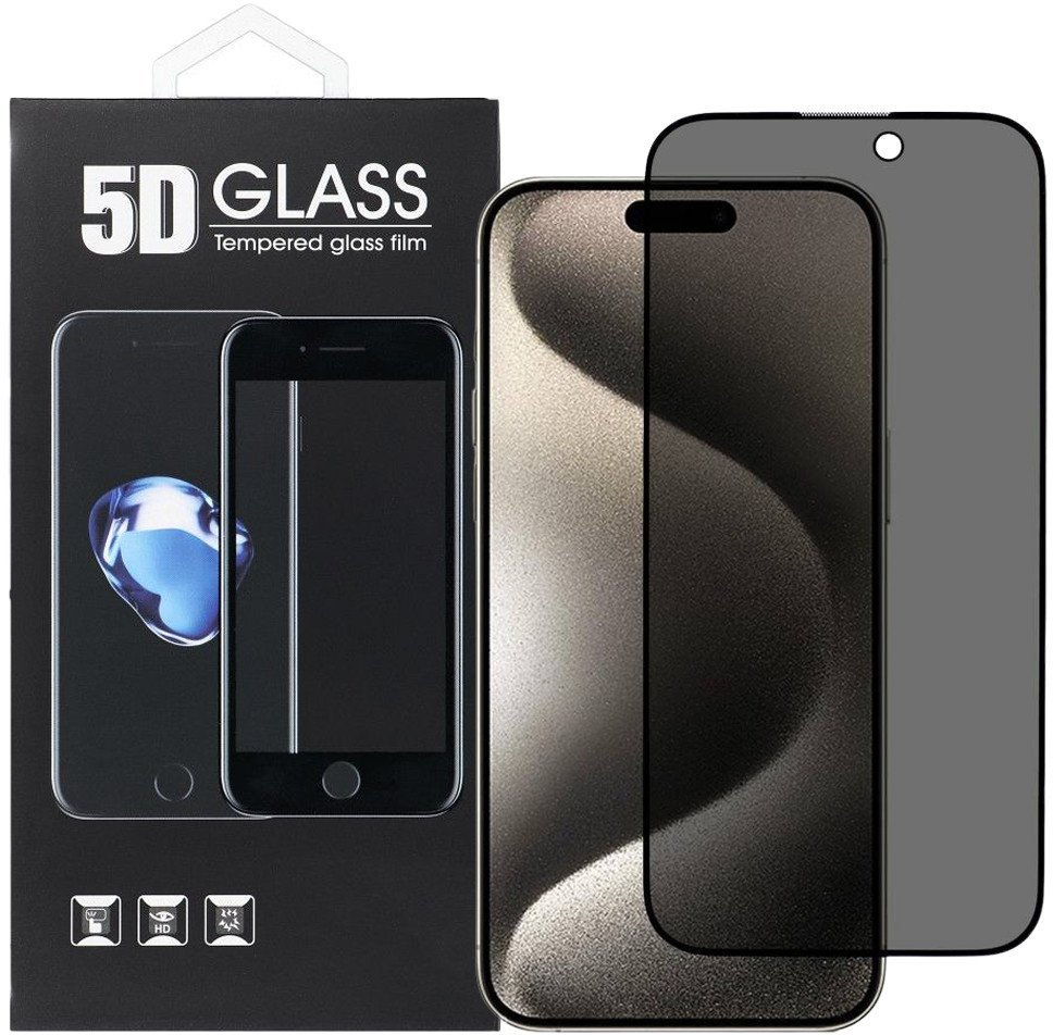 5D Full Glue Tempered Glass - do iPhone 17 Privacy czarny