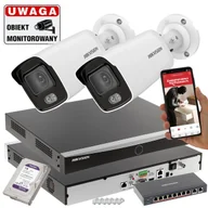 Zestawy do monitoringu - Wideorejestrator 2 kamery IP Hikvision DS-2CD2027G2-L(2.8MM)(C) FullHD ColorVu Acusense IR40 - miniaturka - grafika 1
