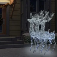 Oświetlenie świąteczne - vidaXL Renifery z akrylu XXL, 3 szt., 250 zimnych białych LED, 180 cm - miniaturka - grafika 1