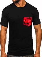 Koszulki męskie - Czarno-czerwony bawełniany t-shirt męski z kieszonką Bolf 14507 - miniaturka - grafika 1