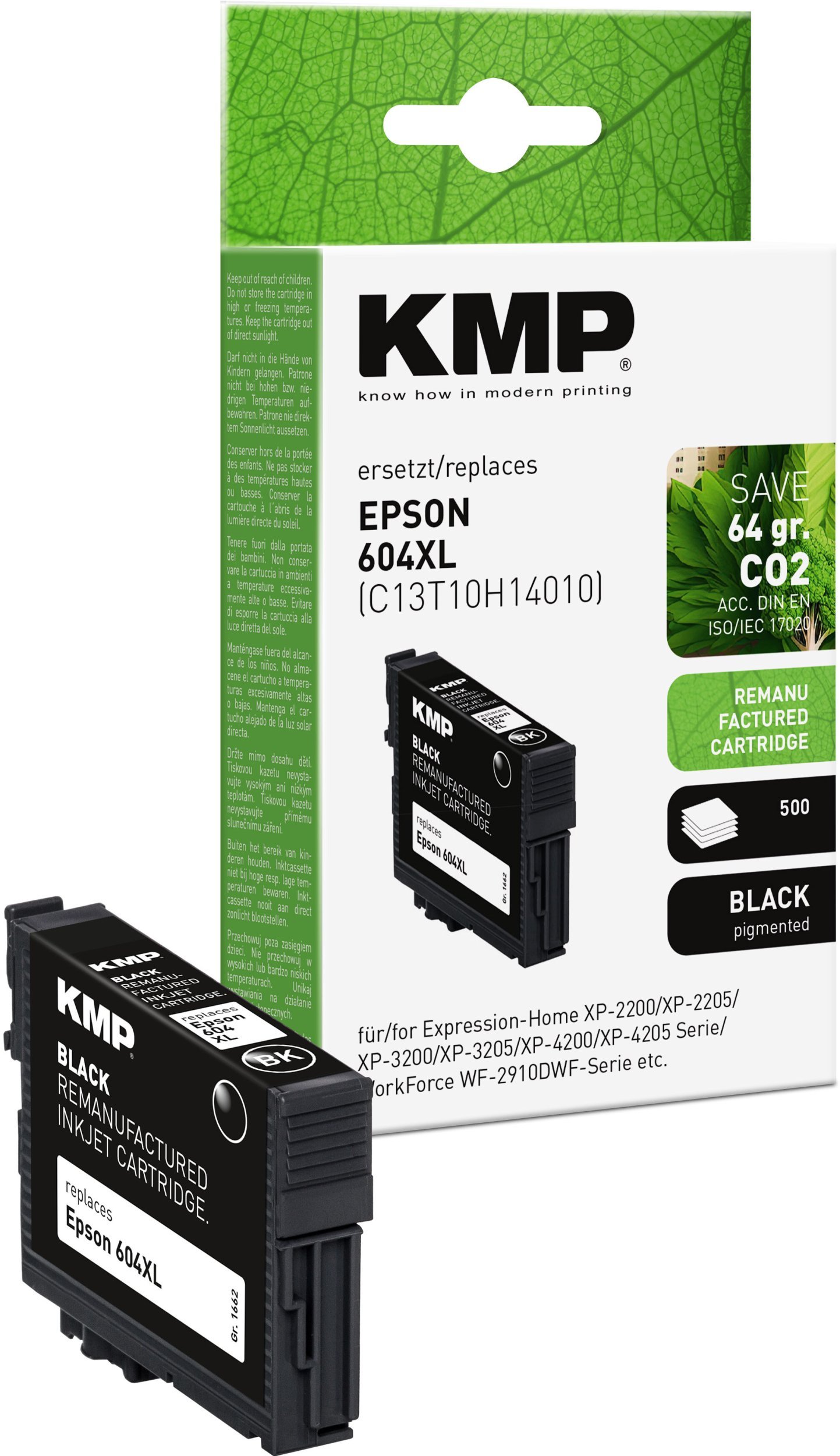 Tusz KMP Printtechnik AG KMP kartridż Epson 604XL T10H1 black 500 S. 10ml remanufactured 1662,4001