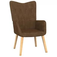 Fotele - vidaXL Fotel z podnóżkiem, 62 x 68,5 x 96 cm, brązowy, obity tkaniną - miniaturka - grafika 1