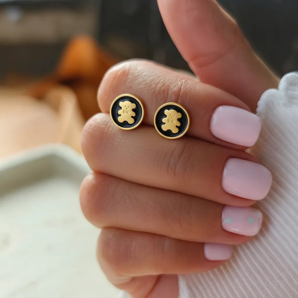 Kolczyki Milo w złocie i czerni Stal Chirurgiczna 316L