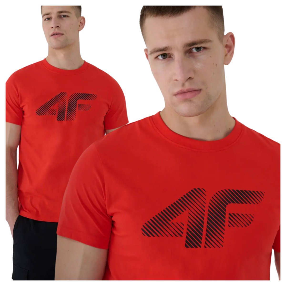 Koszulka męska 4F 4FWMM00TTSHM2257-62S Czerwony Roz. S