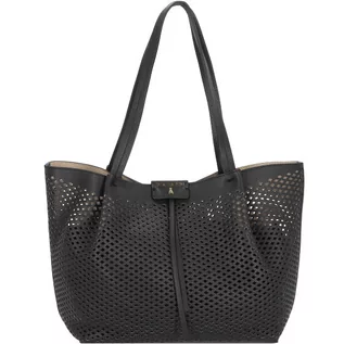 Torebki damskie - Patrizia Pepe Borsa Torba shopperka skórzana 29 cm nero 8B8895-L035-K103 - grafika 1