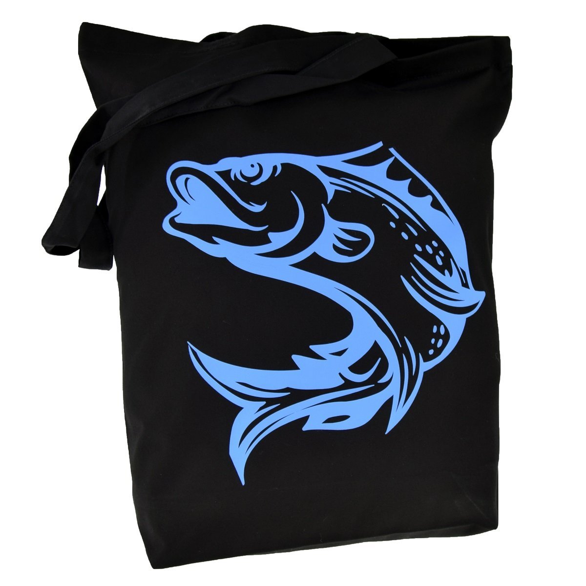 TORBA bawełniana czarna 220g z nadrukiem RYBA torebka bawełniana siatka