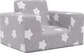 Zestawy mebli dla dzieci - vidaXL vidaXL Kanapa dla dziecka, jasnoszara w gwiazdki, miękki plusz - miniaturka - grafika 1
