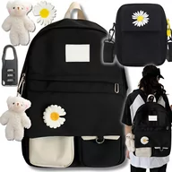 Torebki damskie - Plecak Szkolny Młodzieżowy Listonoszka+brelok+kwiatek Tornister Modny Miś - miniaturka - grafika 1