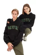 Bluzy męskie - Trendyol Męska bluza oversize z kapturem, czarna, S, Czarny, S - miniaturka - grafika 1