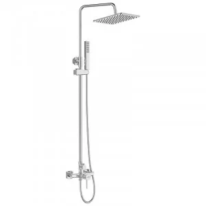 LAVEO PLA 00KX Kolumna natryskowa z baterią Długość drążka: 825-1270 mm Wysokość: 940-1385 mm Szerokość: 200 mm Głębokość: 430 mm Wymiar słuchawki: 210x37 mm Długość węża: 1500 mm Wykończenie: chrom - Zestawy prysznicowe - miniaturka - grafika 1