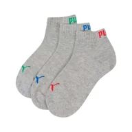 Skarpetki damskie - Skarpety dziecięce Puma QUARTER 3-PACK szare 90737534-27-30 - miniaturka - grafika 1
