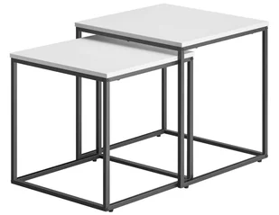 Zestaw 2 Białych Kwadratowych Stolików Kawowych M3-L55 - Ławy i stoliki kawowe Zestaw 2 Białych Kwadratowych Stolików Kawowych M3-L55 - Ławy i stoliki kawowe - miniaturka - grafika 1