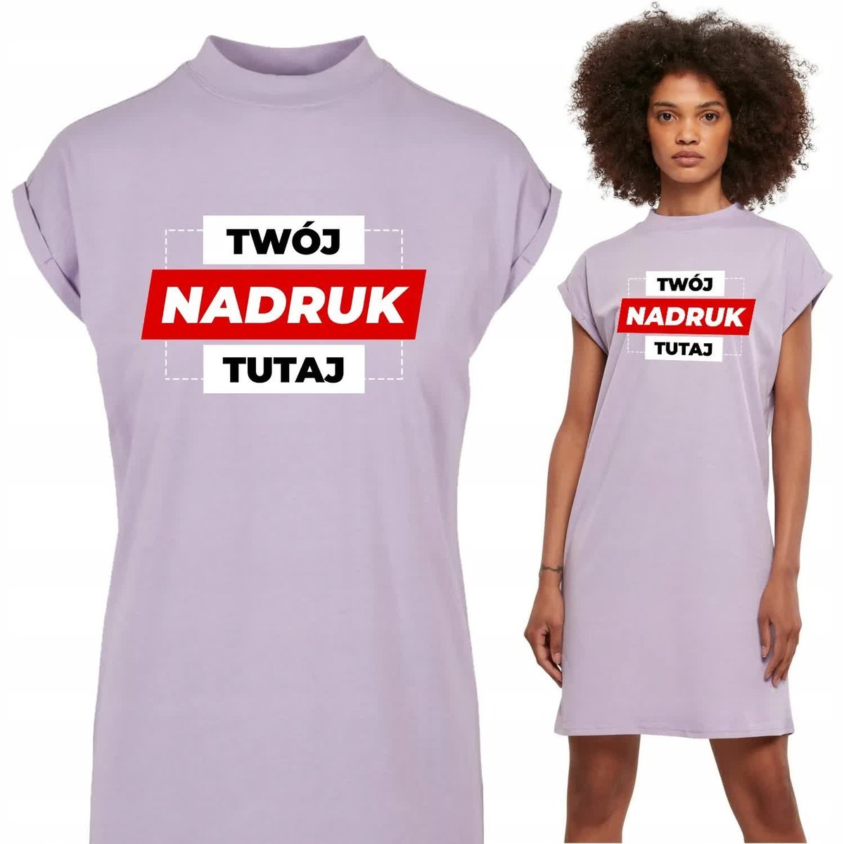 KOSZULA Nocna Krótki Rękaw Lawenda Twój WZÓR - L