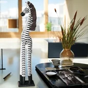 Figurki dekoracyjne - Zebra drewniana figurka 100 cm afrykańska dekoracja etno ozdoba wnętrz boho - miniaturka - grafika 1
